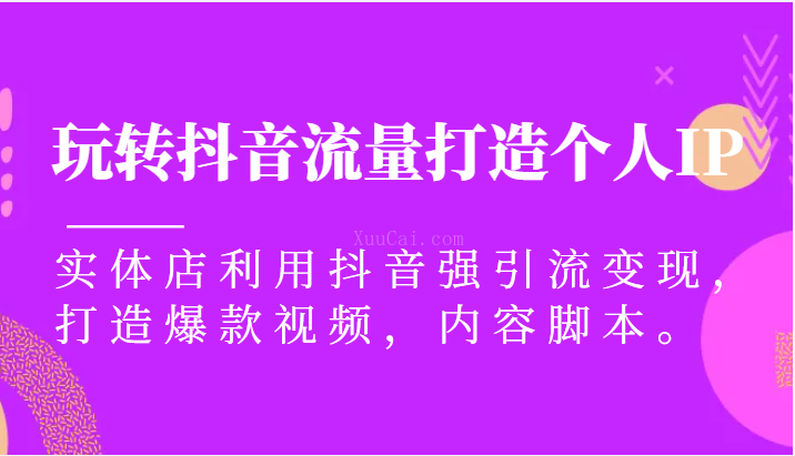 玩转抖音流量打造个人IP,实体店利用抖音强引流变现,打造爆款视频,内容脚本-续财库